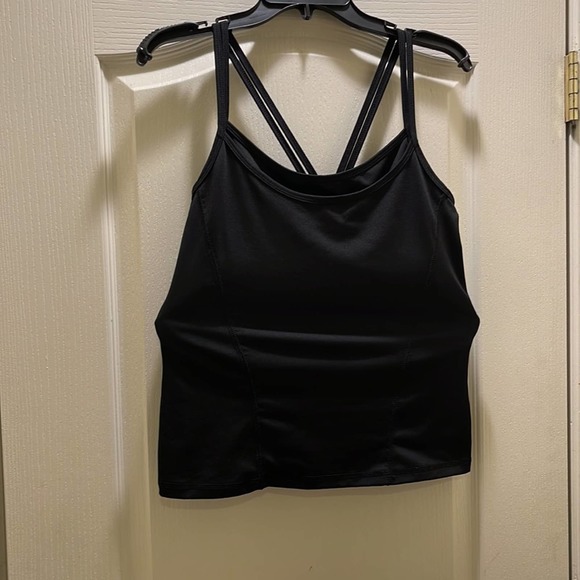 Inmotion black double stripe bathing suit Top with build in sports bra. - Picture 2 of 9